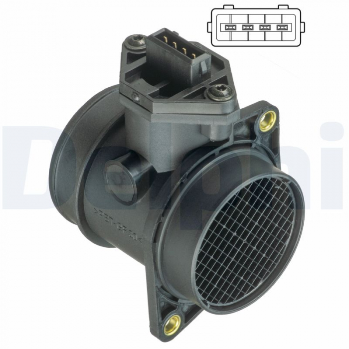 Senzor debitmetru (4 pin, modul) potrivit ALFA ROMEO 159, 166, BRERA, SPIDER; AUDI A3, A4 B5, A6 C5; FIAT CROMA; LANCIA THESIS; SEAT ALHAMBRA; SKODA OCTAVIA I; VW BORA 1.8 2.4D 01.95-12.12