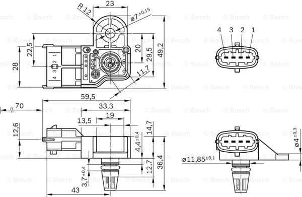 Senzor presiune galerie admisie (4 pini) CHEVROLET MONTANA; LANCIA MUSA, YPSILON 1.2-1.8ALK dupa 2003 [6]