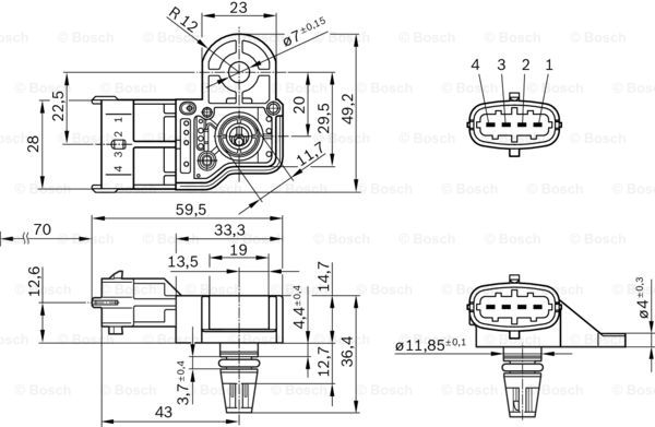 Senzor presiune galerie admisie potrivit IVECO EUROCARGO I-III, STRALIS, TRAKKER, URBANWAY, DAILY CITYS, DAILY IV, DAILY LINE, DAILY V, DAILY VI; ABARTH 500 / 595 / 695 1.4-7.8D dupa 2004 - (4 pini) [5]