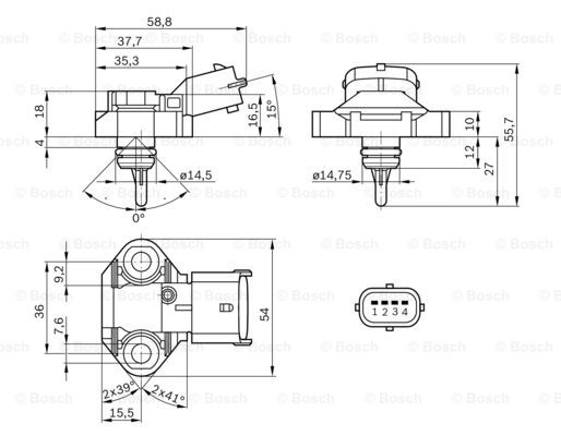 Senzor presiune galerie admisie GAZ SADKO; CHEVROLET VECTRA; OPEL VECTRA C, VECTRA C GTS; SAAB 9-3 2.8/4.8D dupa 1997 [4]
