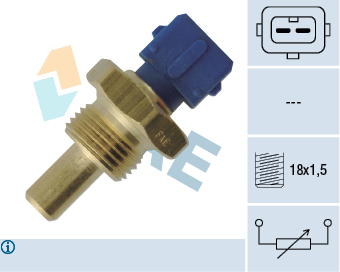 Senzor temperatura lichid racire potrivit DAF 65, 65 CF, 75, 75 CF, 85, 85 CF, 95, 95 XF, SB 6BT5.9-XF355M dupa 1984 (numar pini: 2, dimensiune cheie: 24mm, albastru) [2]