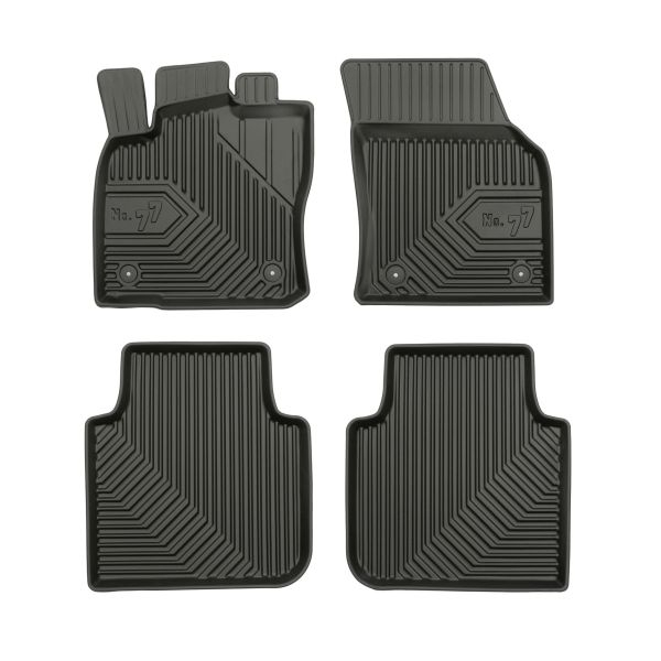 Set covorase cauciuc 4 piese No. 77, fata spate negru, potrivit SEAT TARRACO; SKODA KODIAQ 10.16-