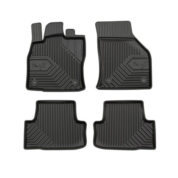 Set covorase cauciuc 4 piese No. 77, fata spate negru, potrivit SKODA KAROQ 07.17-