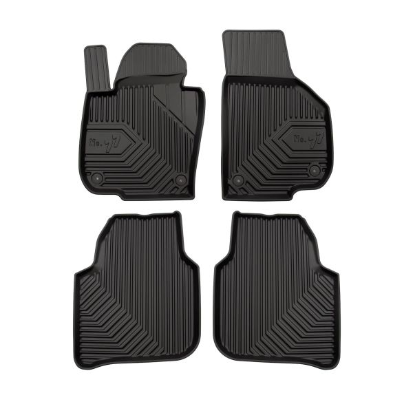 Set covorase cauciuc 4 piese No. 77, fata spate negru, potrivit SKODA SUPERB II 03.08-05.15