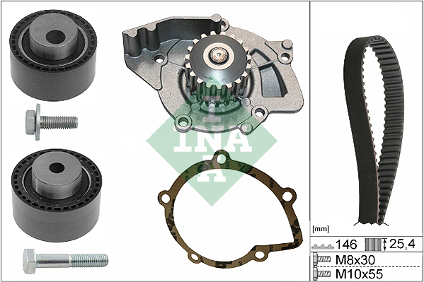 Set distributie cu pompa apa CITROEN C5 I, C5 II, C8; FIAT ULYSSE; LANCIA PHEDRA; PEUGEOT 406, 607, 807 2.2D dupa 2000