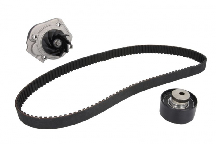 Set distributie (curea + intinzator + Pompa apa) potrivit ABARTH 124 SPIDER, 500   595   695, 500C   595C   695C, GRANDE PUNTO, PUNTO, PUNTO EVO; ALFA ROMEO GIULIETTA 1.2-3.0D 04.97-