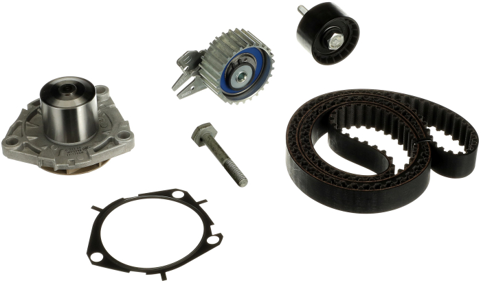 Set distributie potrivit ALFA ROMEO 147, 156, 159, BRERA, GIULIETTA, GIULIETTA/HATCHBACK, GT, SPIDER; CADILLAC BLS; CHEVROLET MALIBU 1.9D/2.0D/2.4D dupa 2001 (curea + intinzator + pompa apa) [2]