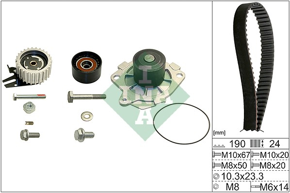 Set distributie potrivit ALFA ROMEO 147, 156, 159; FIAT CROMA, CROMA/KOMBI, DOBLO, DOBLO/MINIVAN, GRANDE PUNTO, PUNTO, SEDICI 1.9D/2.4D dupa 1997 (curea + intinzator + pompa apa) [2]