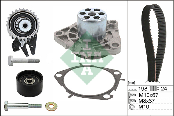 Set distributie potrivit ALFA ROMEO 147, 156, GT; FIAT DUCATO, FREEMONT, STILO; OPEL ASTRA J, INSIGNIA A, INSIGNIA A COUNTRY 1.9D/2.0D dupa 2002 (curea + intinzator + pompa apa) [2]