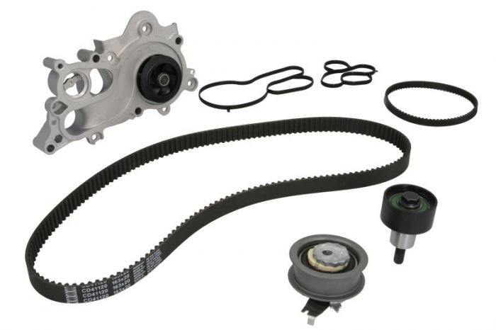 Set distributie (curea + intinzator + Pompa apa) potrivit AUDI A1, A1 CITY CARVER, A3, Q2, Q3; SEAT ARONA, ATECA, IBIZA IV, IBIZA IV SC, IBIZA IV ST, IBIZA V, LEON 1.0-Electric 04.11-