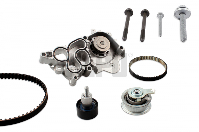 Set distributie (curea + intinzator + Pompa apa) potrivit AUDI A1, A1 CITY CARVER, A3, Q2; SEAT ARONA, ATECA, IBIZA IV, IBIZA IV SC, IBIZA IV ST, IBIZA V, LEON 1.0-Electric 04.11-