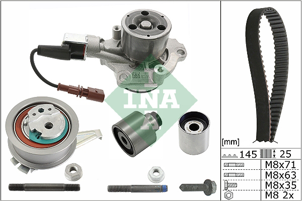 Set distributie potrivit AUDI A1, A3, A4 ALLROAD B8, A4 ALLROAD B9, A4 B8, A4 B9, A5, A6 C7, Q2, Q3, Q5, TT; SEAT ALHAMBRA, ARONA 1.6D/2.0D/2.0DH dupa 2007 (curea + intinzator + pompa apa) [2]