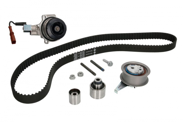 Set distributie (curea + intinzator + Pompa apa) potrivit AUDI A1, A3, A4 ALLROAD B8, A4 ALLROAD B9, A4 B8, A4 B9, A5, A6 C7, Q2, Q3, Q5, TT; SEAT ALHAMBRA, ARONA 1.6D 2.0D 2.0DH 11.07-