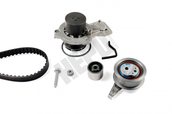 Set distributie (curea + intinzator + Pompa apa) potrivit AUDI A1; SEAT IBIZA IV, IBIZA IV SC, IBIZA IV ST, TOLEDO IV; SKODA FABIA III, FABIA III PRAKTIK, RAPID; VW POLO 1.4D 02.14-12.22