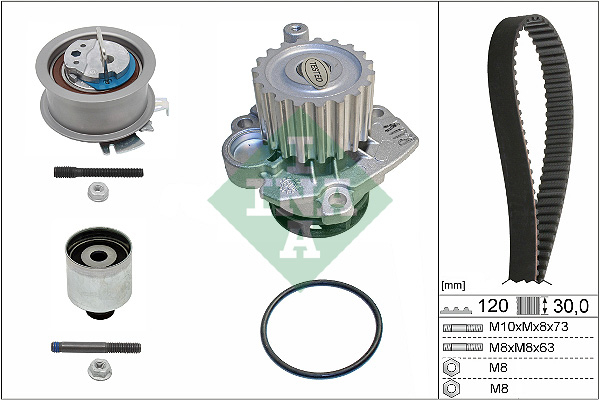 Set distributie potrivit AUDI A2, A3; FORD GALAXY I; SEAT ALHAMBRA, ALTEA, ALTEA XL, AROSA, CORDOBA, IBIZA III, IBIZA IV, IBIZA IV SC 1.2D-2.0D dupa 1999 (curea + intinzator + pompa apa) [2]