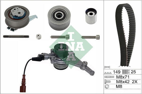 Set distributie potrivit AUDI A3, A4 ALLROAD B9, A4 B9, A5, A6 ALLROAD C8, A6 C8, A7, Q2, Q3, Q5; CUPRA FORMENTOR; SEAT ATECA, LEON 2.0D/2.0DH dupa 2014 (curea + intinzator + pompa apa) [2]
