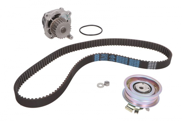 Set distributie (curea + intinzator + Pompa apa) potrivit AUDI A3, A4 B5, A4 B6, A4 B7; SEAT ALTEA, ALTEA XL, CORDOBA, CORDOBA VARIO, EXEO, EXEO ST, IBIZA II, LEON 1.6-2.0D 11.94-12.17