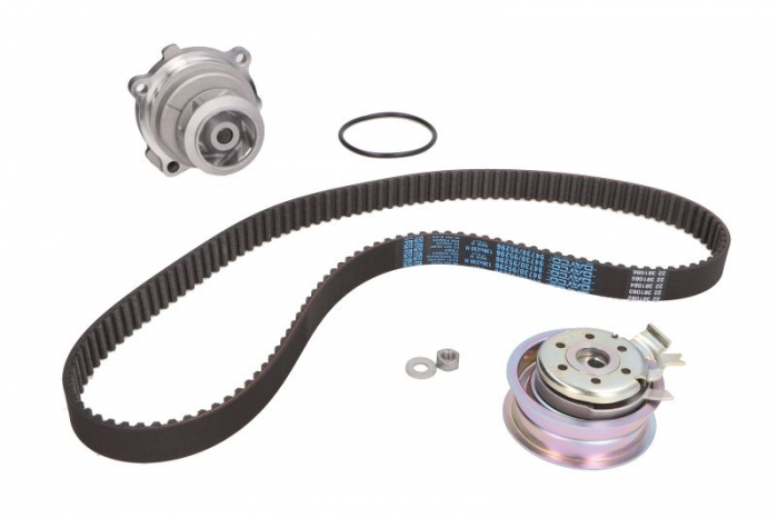 Set distributie (curea + intinzator + Pompa apa) potrivit AUDI A3, A4 B5, A4 B6, A4 B7; SEAT ALTEA, ALTEA XL, CORDOBA, CORDOBA VARIO, EXEO, EXEO ST, IBIZA II, LEON 1.6-2.0D 11.94-12.17 [2]