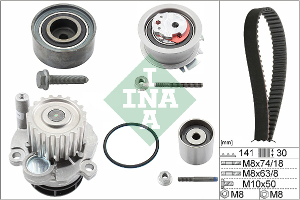 Set distributie potrivit AUDI A3, A4 B7, A6 C6; CHRYSLER SEBRING; DODGE AVENGER, CALIBER, JOURNEY; JEEP COMPASS, PATRIOT; MITSUBISHI GRANDIS 2.0D dupa 2003 (curea + intinzator + pompa apa) [2]