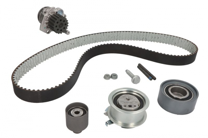 Set distributie (curea + intinzator + Pompa apa) potrivit AUDI A3, A4 B7, A6 C6; DODGE AVENGER, CALIBER, JOURNEY; JEEP PATRIOT; MITSUBISHI GRANDIS, LANCER VIII 1.9D 2.0D 02.03-