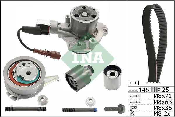 Set distributie (curea + intinzator + Pompa apa) potrivit AUDI A3, A6 C8, Q2, Q5; SEAT ARONA, ATECA, IBIZA V, LEON, LEON SC, LEON ST; SKODA KAMIQ, KODIAQ I 1.6D 2.0D 2.0DH 01.13-