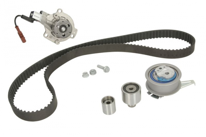 Set distributie (curea + intinzator + Pompa apa) potrivit AUDI A3, A6 C8, Q5; SEAT LEON, LEON SC, LEON ST; SKODA KAMIQ, KAROQ, OCTAVIA III, SCALA 1.6D 2.0D 2.0DH 08.12-