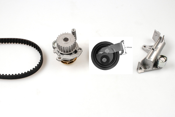Set distributie potrivit AUDI A3, TT; SEAT ALHAMBRA, LEON, TOLEDO II; SKODA OCTAVIA I; VW BORA, BORA I, GOLF IV, NEW BEETLE, SHARAN 1.8 1996-2010 (curea + intinzator + pompa apa) [2]