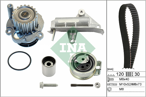 Set distributie potrivit AUDI A6 C5; FORD GALAXY I; SEAT ALHAMBRA; VW BORA, BORA I, GOLF IV, PASSAT B5, SHARAN 1.9D 1995-2010 (curea + intinzator + pompa apa) [2]