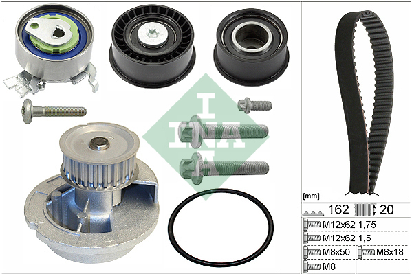 Set distributie potrivit CHEVROLET ASTRA; OPEL ASTRA G, VECTRA B, ZAFIRA A 1.8 1998-2011 (curea + intinzator + pompa apa) [2]
