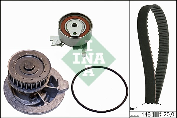 Set distributie potrivit CHEVROLET ASTRA, ZAFIRA; OPEL ASTRA F, ASTRA F/KOMBI, CALIBRA A, FRONTERA A SPORT, KADETT D, KADETT E 1.6/1.8/2.0 1983-2011 (curea + intinzator + pompa apa) [2]