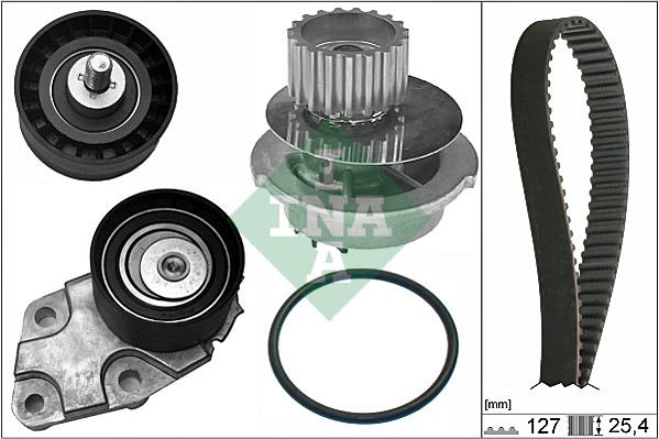 Set distributie potrivit CHEVROLET AVEO / KALOS, REZZO; DAEWOO ESPERO, LANOS, NEXIA, NUBIRA; FSO LANOS 1.5/1.6 dupa 1993 (curea + intinzator + pompa apa) [2]