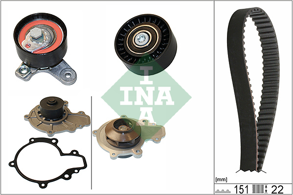Set distributie potrivit CHEVROLET CAPTIVA, CRUZE, EPICA, LACETTI, NUBIRA; OPEL ANTARA A 2.0D dupa 2005 (curea + intinzator + pompa apa) [2]
