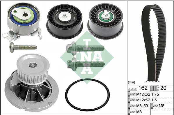 Set distributie potrivit CHEVROLET CHEVY; OPEL ASTRA G, ASTRA G CLASSIC, ASTRA G/KOMBI, COMBO TOUR, COMBO/MINIVAN, CORSA B, CORSA C 1.4-1.6CNG dupa 1994 (curea + intinzator + pompa apa) [2]