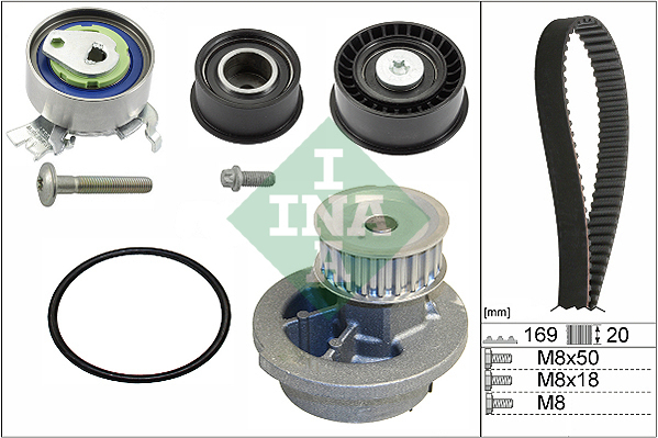 Set distributie potrivit CHEVROLET CORSA, TIGRA; OPEL ASTRA F, ASTRA F CLASSIC, ASTRA F/KOMBI, ASTRA G/KOMBI, CORSA B, TIGRA, VECTRA B 1.4/1.6 1993-2005 (curea + intinzator + pompa apa) [2]