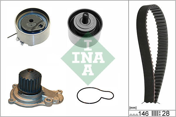 Set distributie potrivit CHRYSLER PT CRUISER, SEBRING, VOYAGER IV; DODGE CARAVAN, RAM, STRATUS, STRATUS II; GAZ VOLGA, VOLGA SIBER 2.4 1993-2010 (curea + intinzator + pompa apa) [2]