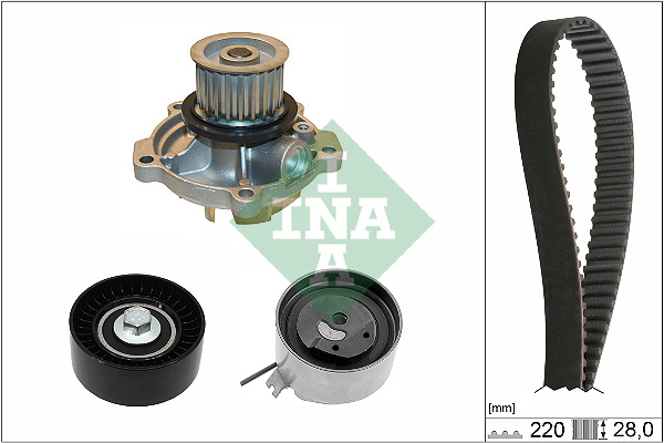 Set distributie (curea + intinzator + Pompa apa) potrivit CHRYSLER VOYAGER III, VOYAGER IV; DODGE NITRO; JEEP CHEROKEE; LDV MAXUS 2.5D 2.8D 01.95-12.12