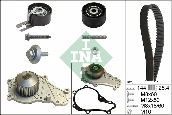 Set distributie potrivit CITROEN C1, C2, C2 ENTERPRISE, C3 I, C3 II, C3 II/HATCHBACK, C3 PLURIEL, NEMO, NEMO/MINIVAN, XSARA; FORD FIESTA 1.4D dupa 2001 (curea + intinzator + pompa apa) [2]