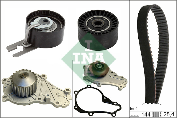 Set distributie potrivit CITROEN C1, C2, C2 ENTERPRISE, C3 I, C3 II, C3 PLURIEL, NEMO, NEMO/MINIVAN, XSARA; FORD FIESTA V, FIESTA VI, FUSION 1.4D dupa 2001 (curea + intinzator + pompa apa) [2]