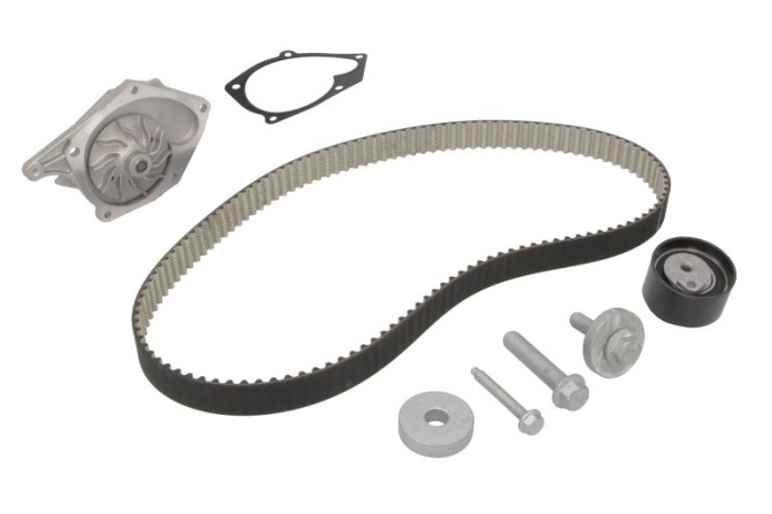 Set distributie (curea + intinzator + Pompa apa) potrivit DACIA DUSTER, LOGAN, LOGAN EXPRESS, LOGAN II, LOGAN MCV, LOGAN MCV II, SANDERO; NISSAN KUBISTAR, MICRA III, NOTE 1.5 1.5D 06.01-