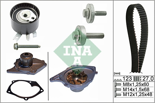 Set distributie potrivit DACIA DUSTER; NISSAN ALMERA II, KUBISTAR, MICRA III, NV200; RENAULT CLIO II, CLIO II/HATCHBACK, KANGOO 1.5/1.5D dupa 2001 (curea + intinzator + pompa apa) [2]