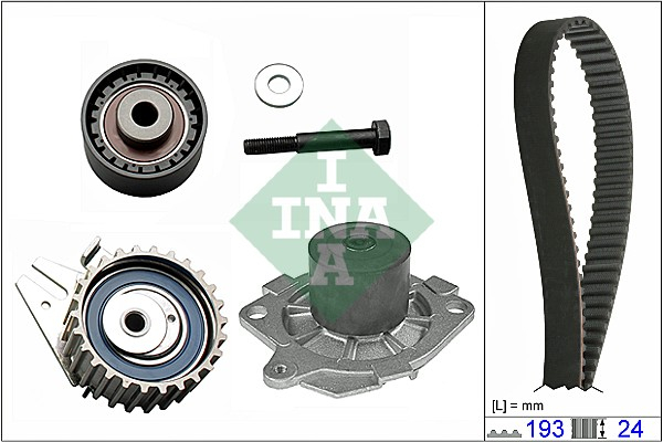 Set distributie potrivit FIAT BRAVA, BRAVO I, DOBLO, DOBLO/MINIVAN, MAREA, PALIO, PUNTO, PUNTO/HATCHBACK, STRADA; JEEP RENEGADE 1.9D/2.0D/2.4D dupa 1994 (curea + intinzator + pompa apa) [2]