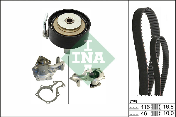 Set distributie potrivit FORD B-MAX, C-MAX II, ECOSPORT, FIESTA VI, FIESTA VII, FOCUS III, FOCUS III/HATCHBACK, FOCUS III/KOMBI 1.0-2.0 dupa 2012 (curea + intinzator + pompa apa) [2]