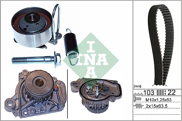 Set distributie (curea + intinzator + Pompa apa) potrivit HONDA CIVIC VII, LOGO 1.3 1.4 03.99-09.05