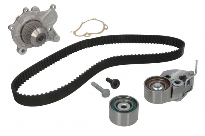 Set distributie (curea + intinzator + Pompa apa) potrivit HYUNDAI ACCENT III, ELANTRA III, GRANDEUR, I30, SANTA FE I, SANTA FE II, SANTA FE II SUV, SONATA V, TRAJET 1.5D-2.2D 04.01-12.15
