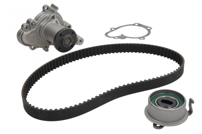 Set distributie (curea + intinzator + Pompa apa) potrivit HYUNDAI ATOS, GETZ, I10 I; KIA PICANTO I 1.0 1.1 09.02-12.13