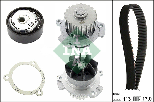 Set distributie (curea + intinzator + Pompa apa) potrivit LADA GRANTA, KALINA II, PRIORA 1.6 01.11-