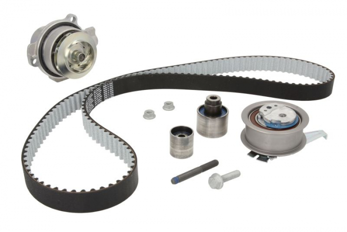 Set distributie (curea + intinzator + Pompa apa) potrivit MAN TGE; AUDI A1, A3, A4 ALLROAD B8, A4 ALLROAD B9, A4 B8, A4 B9, A5, A6 C7, A6 C8, Q2, Q3, Q5, TT 1.4-2.0DH 09.96-