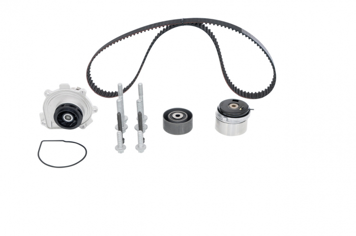 Set distributie (curea + intinzator + Pompa apa) potrivit OPEL ASTRA G, ASTRA G CLASSIC, ASTRA H, ASTRA H CLASSIC, ASTRA H GTC, ASTRA H KOMBI, ASTRA J, ASTRA J GTC 1.6-1.8LPG 03.00-