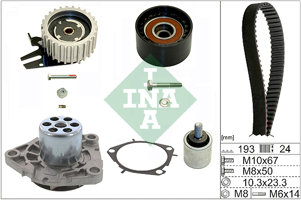 Set distributie (curea + intinzator + Pompa apa) potrivit OPEL ASTRA J, ASTRA J GTC, CASCADA, INSIGNIA A, INSIGNIA A COUNTRY, ZAFIRA C; SAAB 9-5 2.0D 07.08-