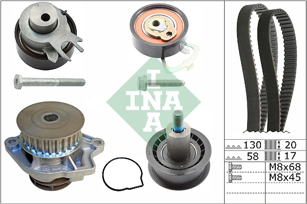 Set distributie potrivit SEAT ALTEA XL, IBIZA III, IBIZA IV, IBIZA IV SC, IBIZA IV ST, LEON, TOLEDO II; SKODA FABIA I, FABIA II 1.4/1.4LPG/1.6 1997-2015 (curea + intinzator + pompa apa) [2]